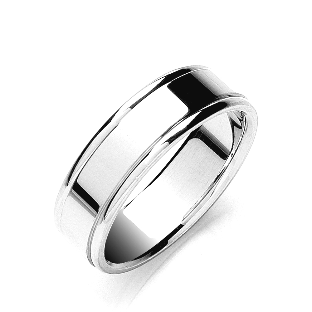 Buy 7Mm Flat Court Track Edge Polish Wedding Band - Abelini