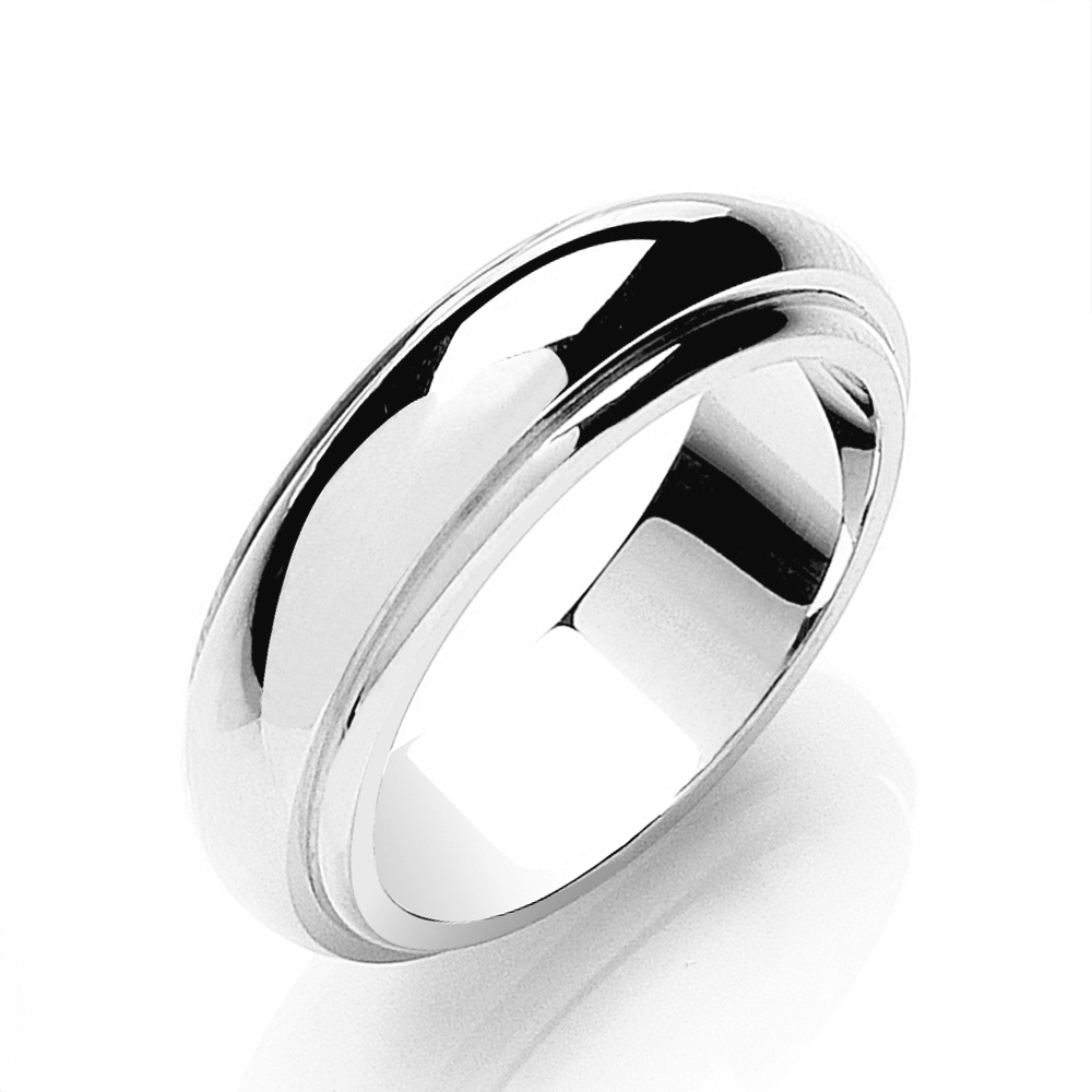 Buy 6Mm Two Colour Step-Cut D-Shape Wedding Band - Abelini