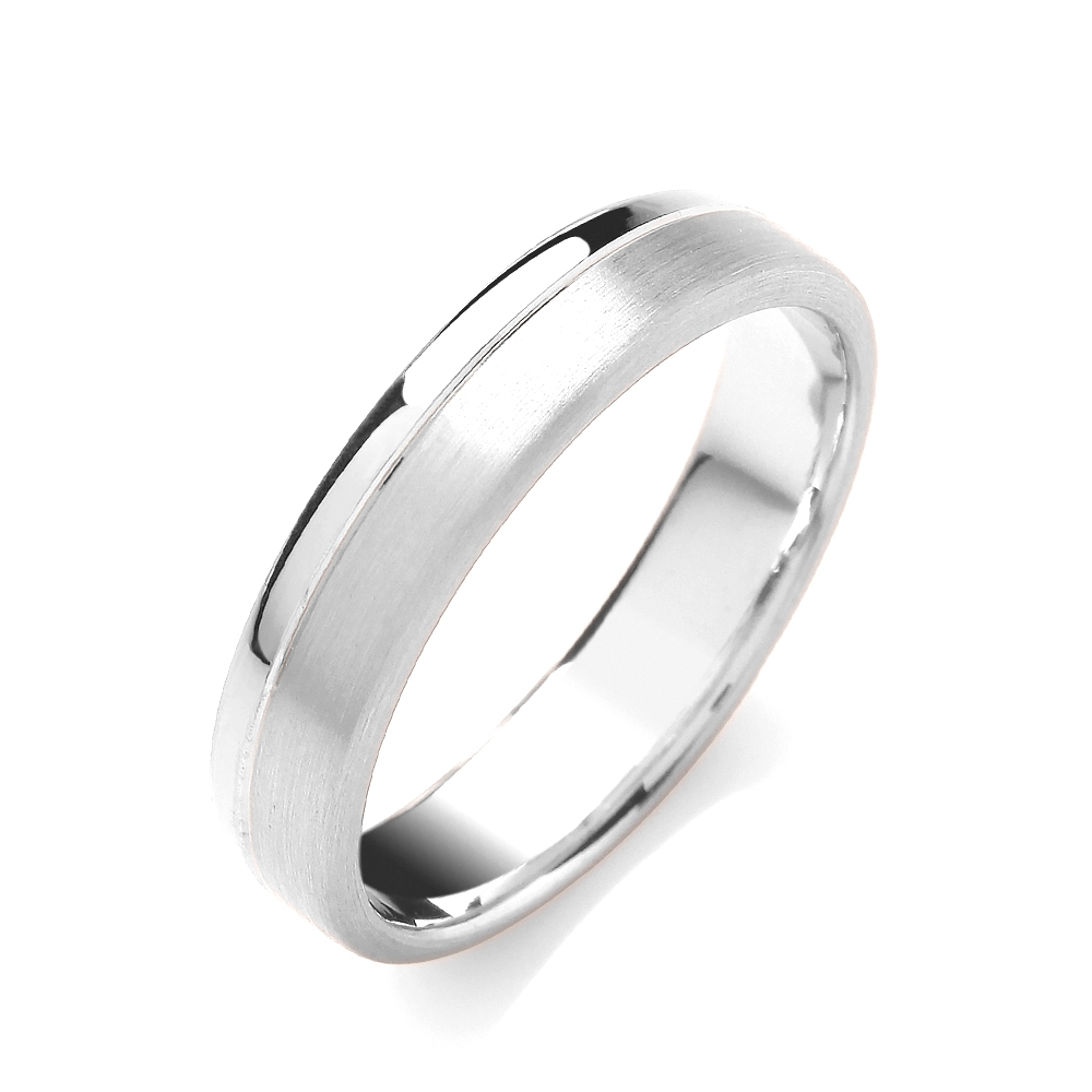 5mm Court Two Colour Matt And Polished Finish Groove Wedding Band