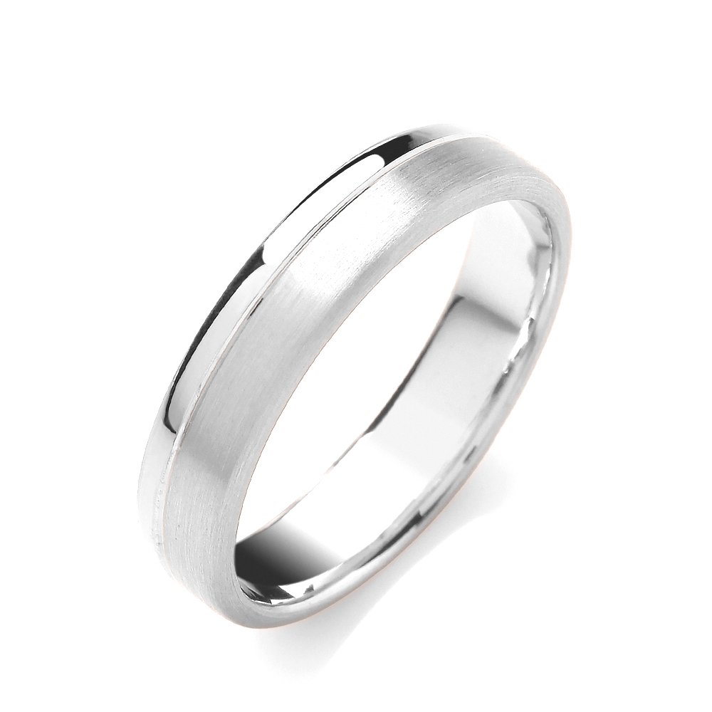 5Mm Court Two Colour Matt And Polished Finish Groove Wedding Band