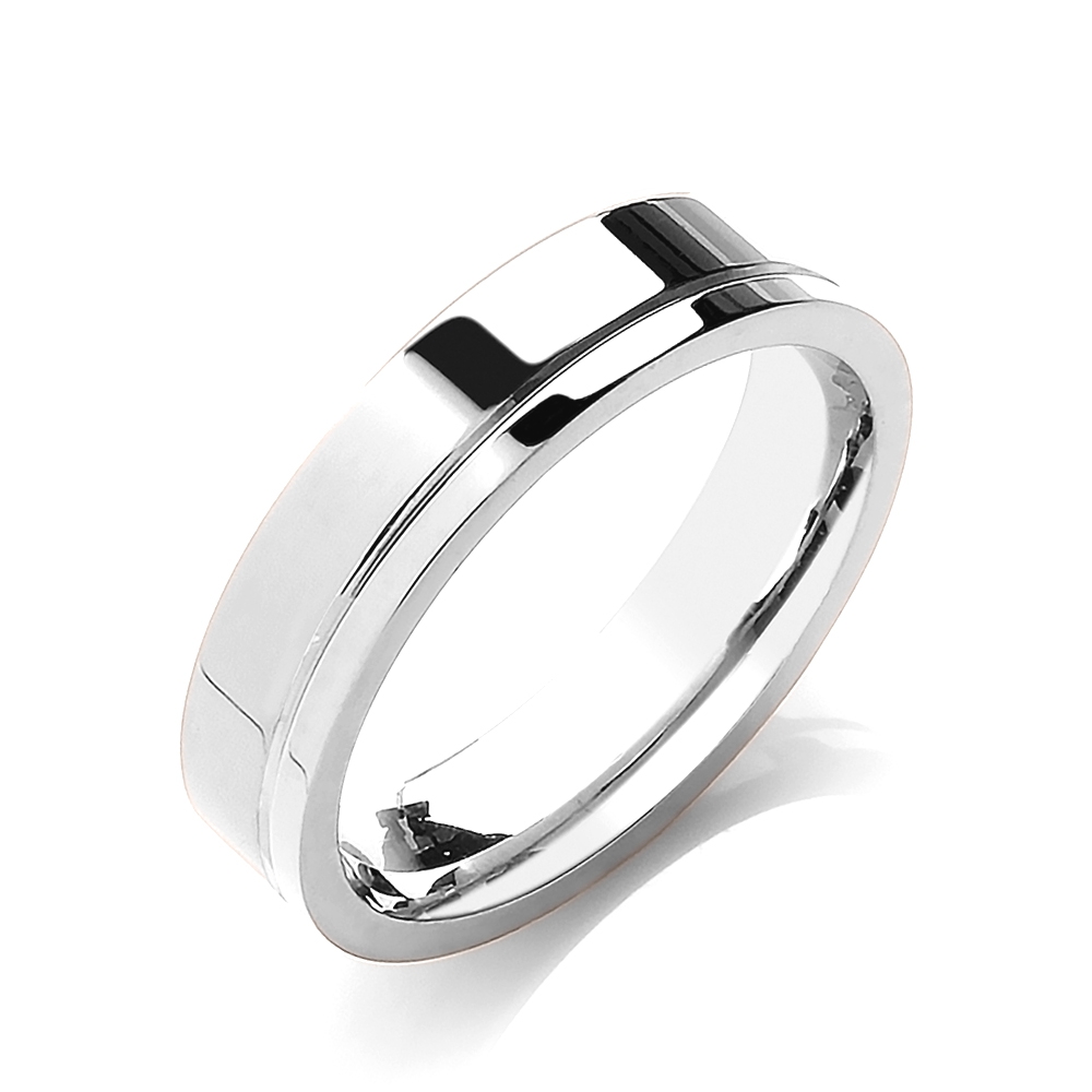 Buy 5Mm Flat Court Two Colour Side Groove Wedding Band - Abelini