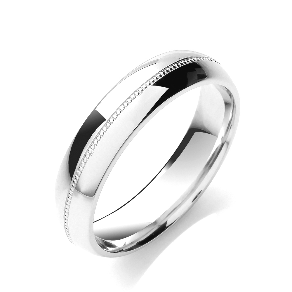 Buy 5Mm Court Shape Mill Grain Centre Line Wedding Band - Abelini