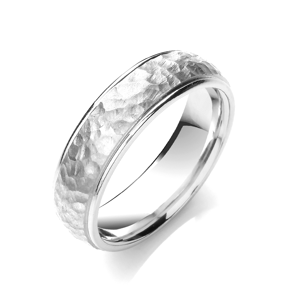 6mm Court Hammered Style And Polished Edges Matt Centre Wedding Band