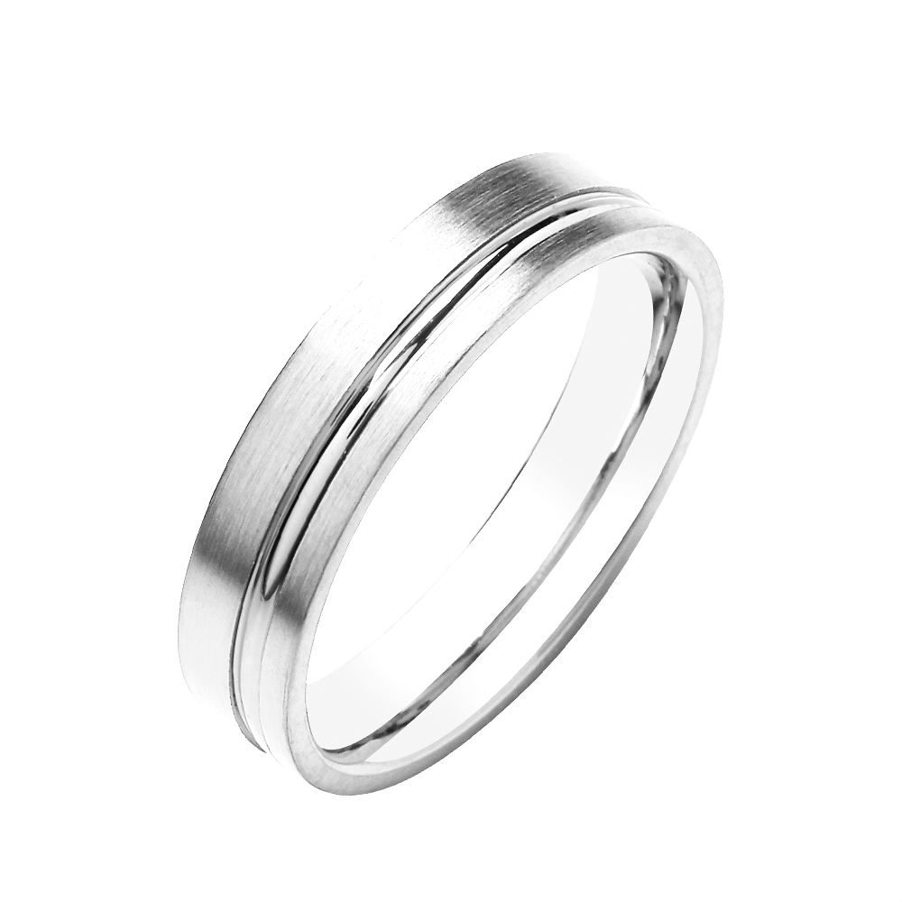 5Mm Flat Court With Groove Matt Or Polished Finish Wedding Band