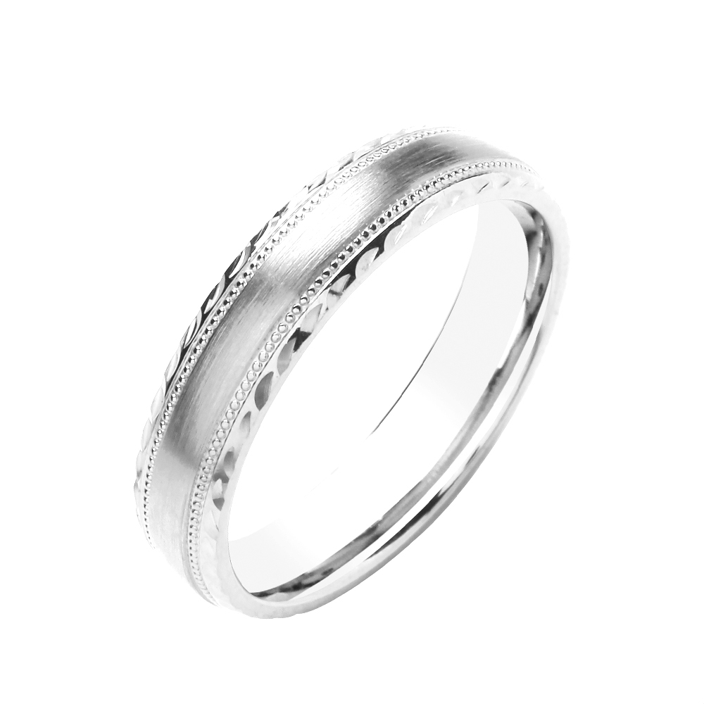 Buy 5Mm D Shape Millgrain And Edge Wedding Band - Abelini
