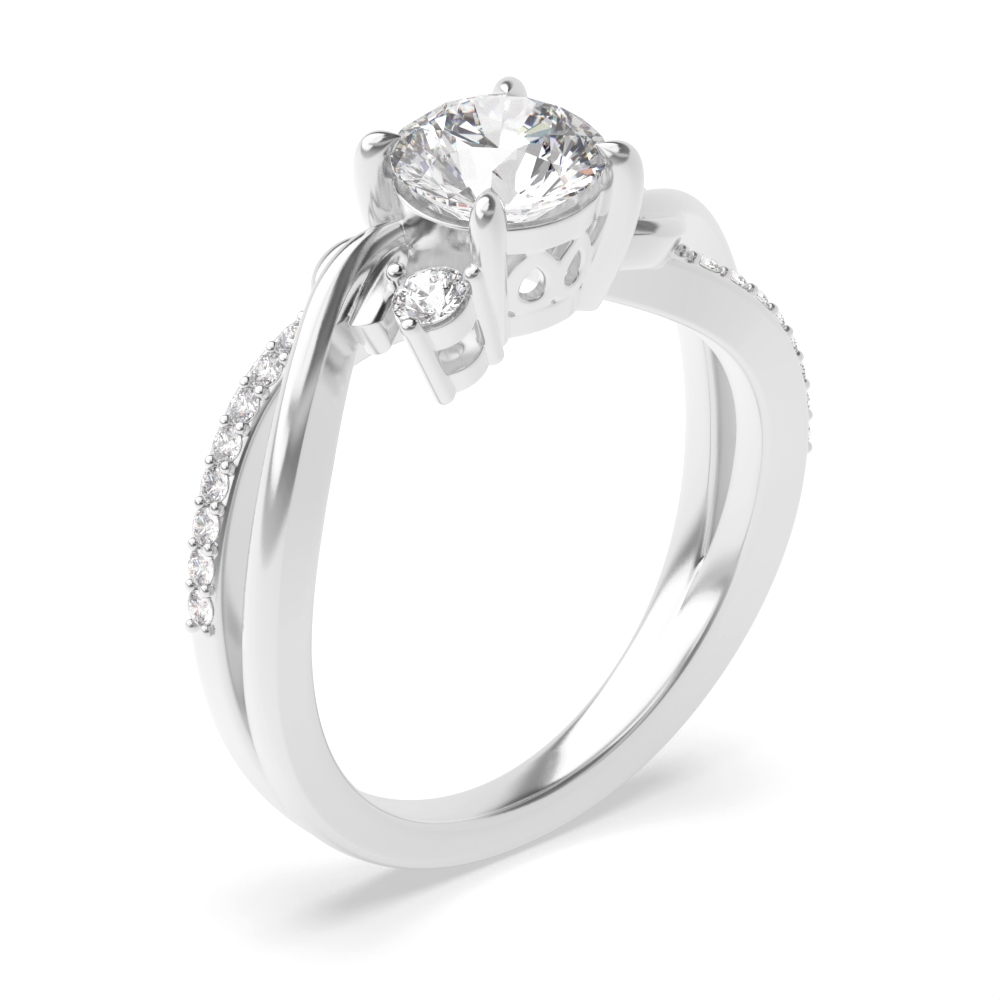 4 claw set round shape design trilogy engagement ring