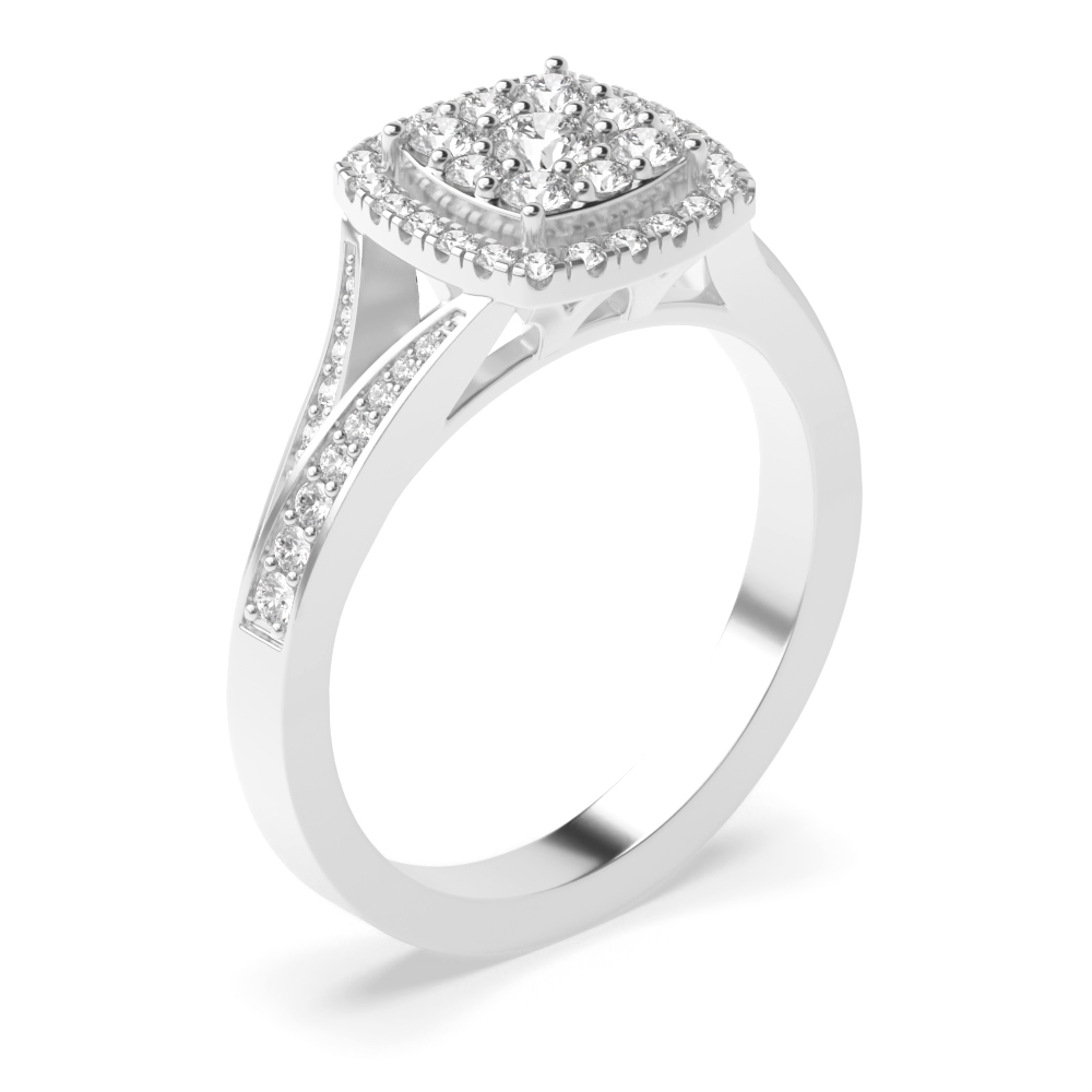 pave setting round shape cluster ring