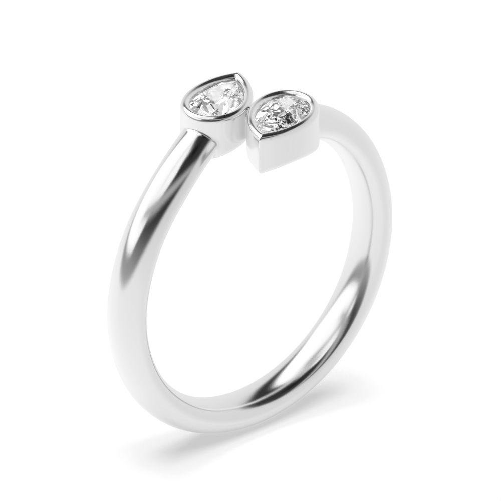 Bezel setting pear shape two stone ring