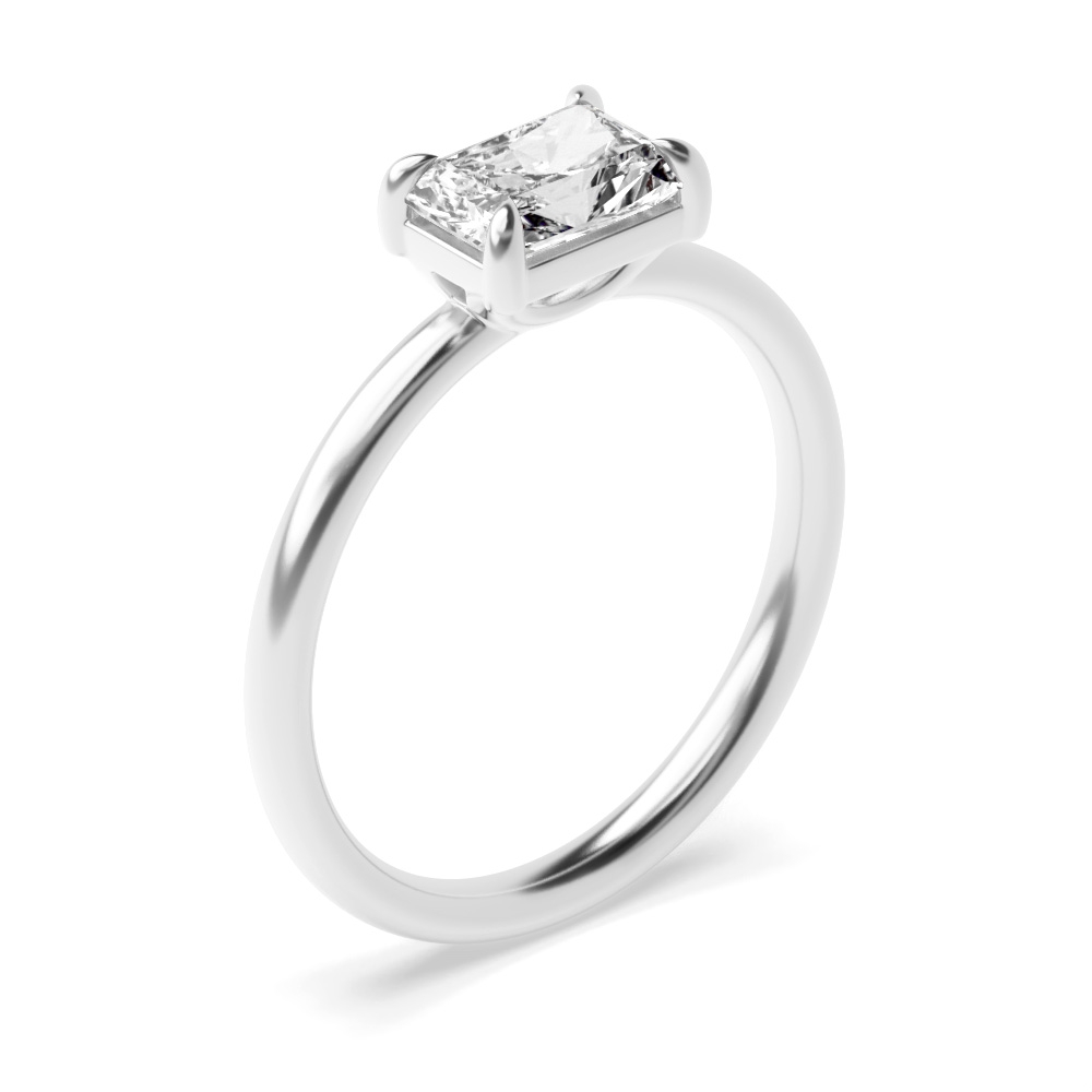 4 Prong set radiant shape solitaire engagement rings