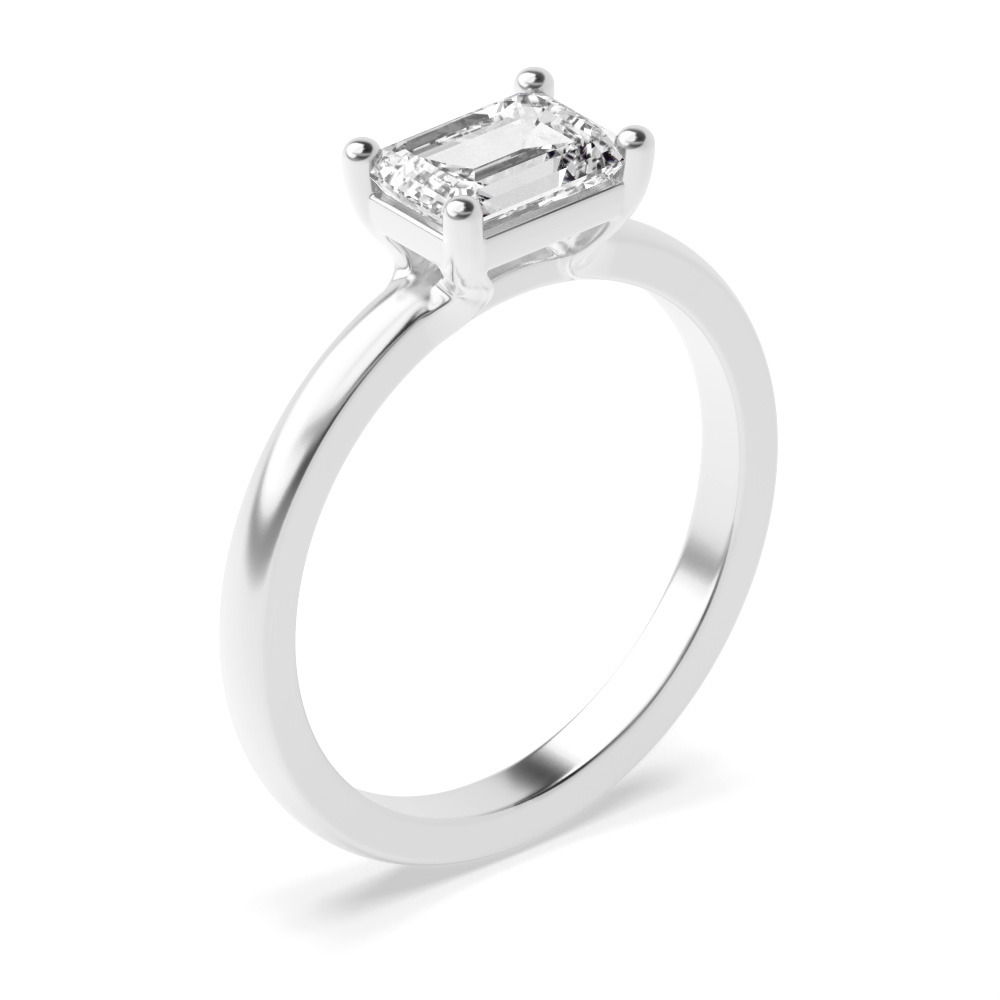 4 Prong setting emerald shape solitaire engagement rings