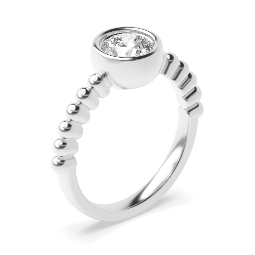 Bezel Setting Unique Diamond Solitaire Engagement Ring