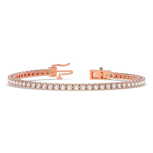 4 Prong Round Rose Gold Box design Tennis Diamond Bracelets