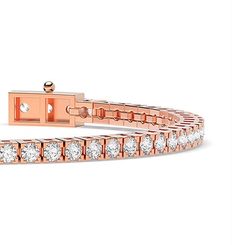 4 Prong Round Rose Gold Box design Tennis Diamond Bracelets