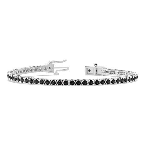 4 Prong Round Box design Black Tennis Diamond Bracelets