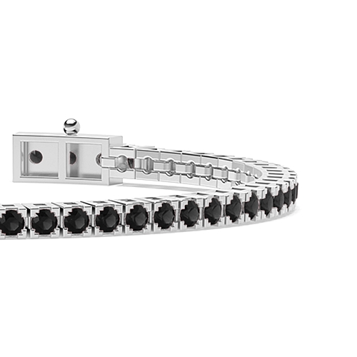 4 Prong Round Box design Black Tennis Diamond Bracelets