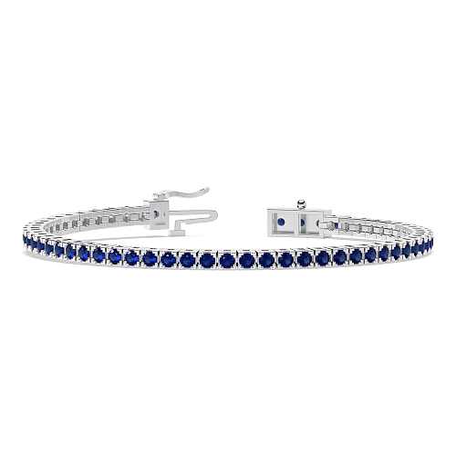 4 Prong Round Line Blue Sapphire Tennis Bracelet