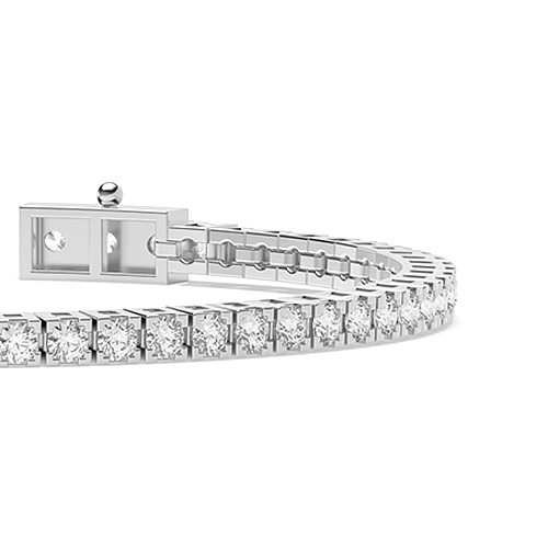 4 Prong Round Platinum Line Tennis Bracelet