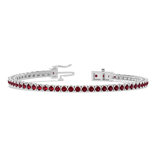 4 Prong Round Box design Ruby Tennis Diamond Bracelets