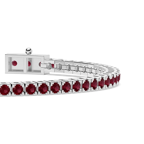 4 Prong Round Box design Ruby Tennis Diamond Bracelets