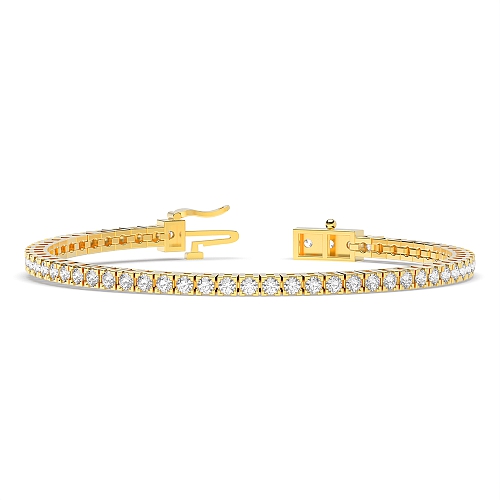 4 Prong Round Yellow Gold Line Tennis Bracelet