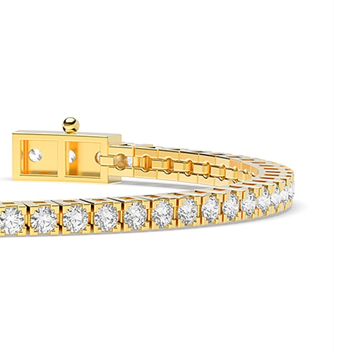 4 Prong Round Yellow Gold Line Tennis Bracelet