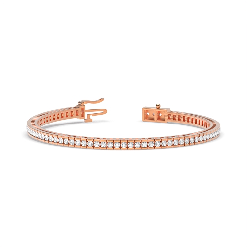 4 Prong Round Rose Gold Tension set Tennis Diamond Bracelets