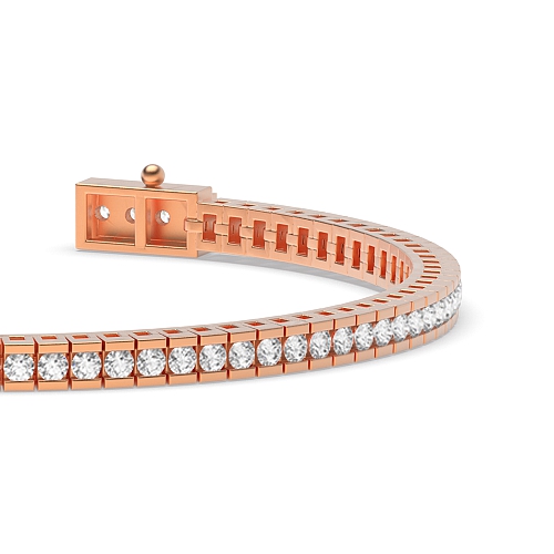 4 Prong Round Rose Gold Tension set Tennis Diamond Bracelets