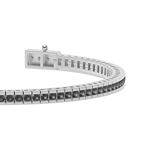 4 Prong Round Tension set Black Tennis Diamond Bracelets