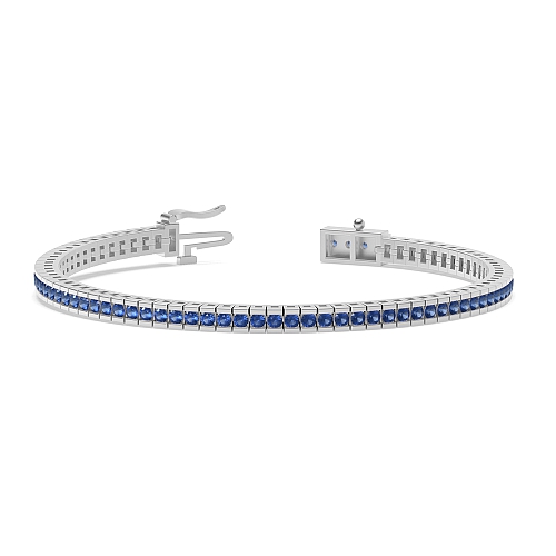 4 Prong Round Line Blue Sapphire Tennis Bracelet