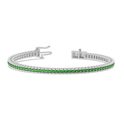 4 Prong Round Tension set Emerald Tennis Diamond Bracelets
