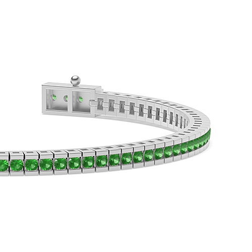 4 Prong Round Tension set Emerald Tennis Diamond Bracelets