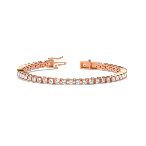4 Prong Princess Rose Gold Line Tennis Diamond Bracelets