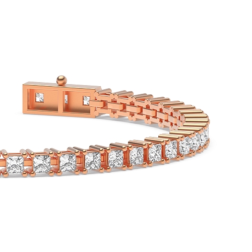4 Prong Princess Rose Gold Line Tennis Diamond Bracelets