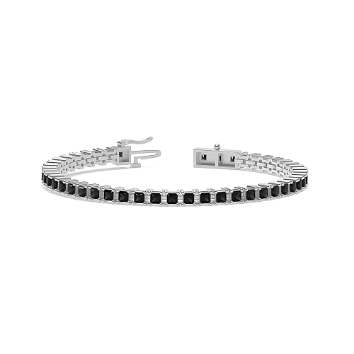 4 Prong Princess Line Black Tennis Diamond Bracelets