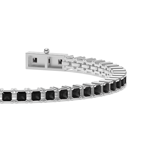 4 Prong Princess Line Black Tennis Diamond Bracelets