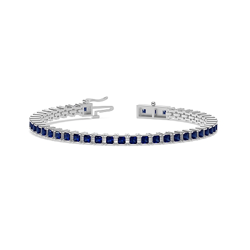 4 Prong Princess Line Blue Sapphire Tennis Bracelet