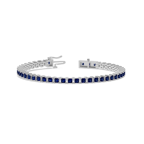 4 Prong Princess Line Blue Sapphire Tennis Diamond Bracelets