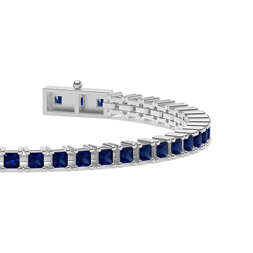 4 Prong Princess Line Blue Sapphire Tennis Diamond Bracelets