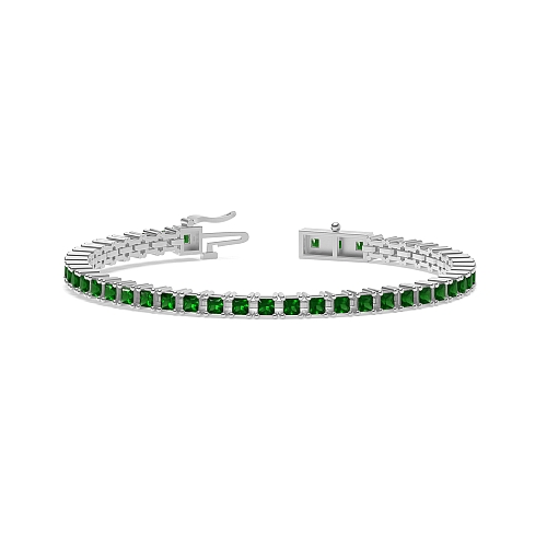 4 Prong Princess Line Emerald Tennis Diamond Bracelets