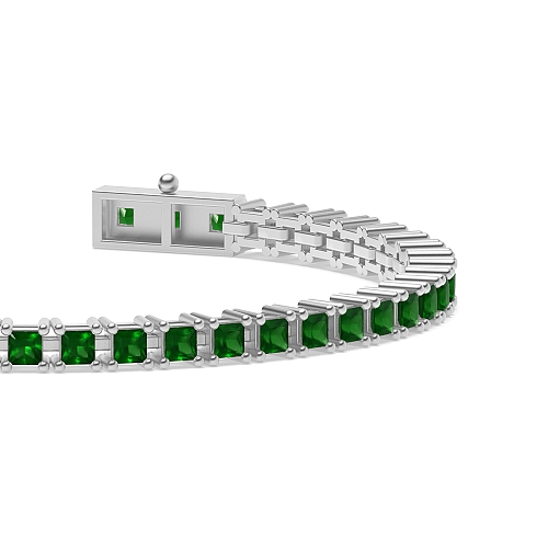 4 Prong Princess Line Emerald Tennis Diamond Bracelets