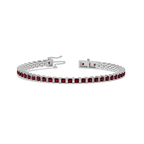 4 Prong Princess Line Ruby Tennis Diamond Bracelets