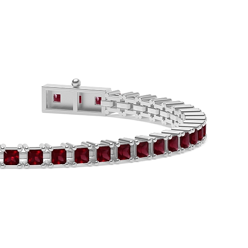 4 Prong Princess Line Ruby Tennis Diamond Bracelets