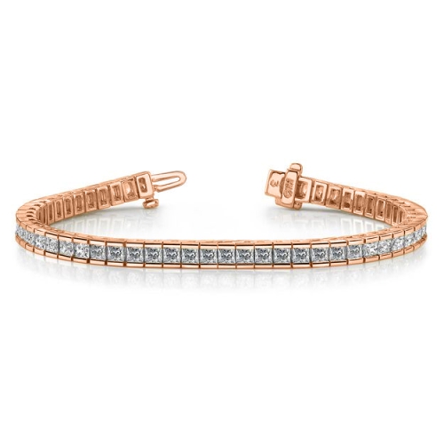 4 Prong Princess Rose Gold Bar set Tennis Diamond Bracelets
