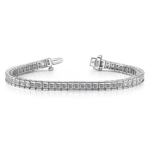 4 Prong Princess Platinum bar set Tennis Bracelet