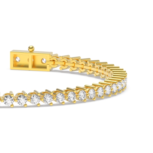 4 Prong Round Yellow Gold Tennis Bracelet