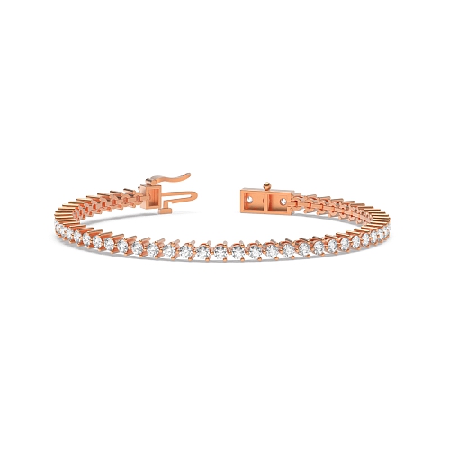 4 Prong Round Rose Gold Tri claw Tennis Diamond Bracelets