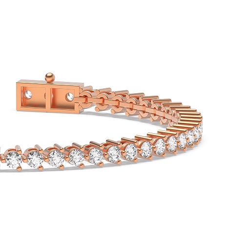 4 Prong Round Rose Gold Tri claw Tennis Diamond Bracelets