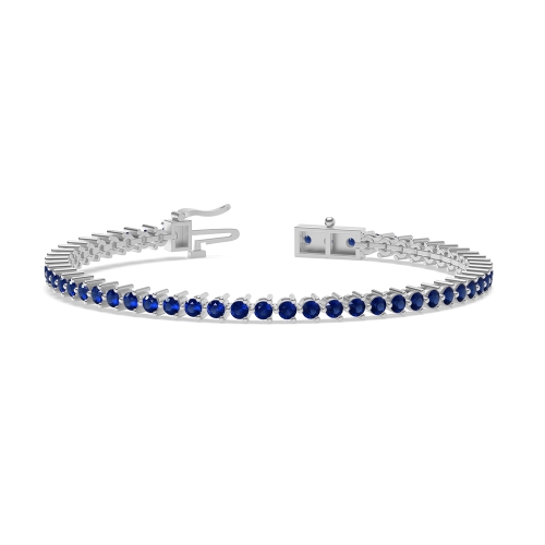 4 Prong Round Blue Sapphire Tennis Bracelet