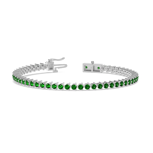 4 Prong Round Tri claw Emerald Tennis Diamond Bracelets