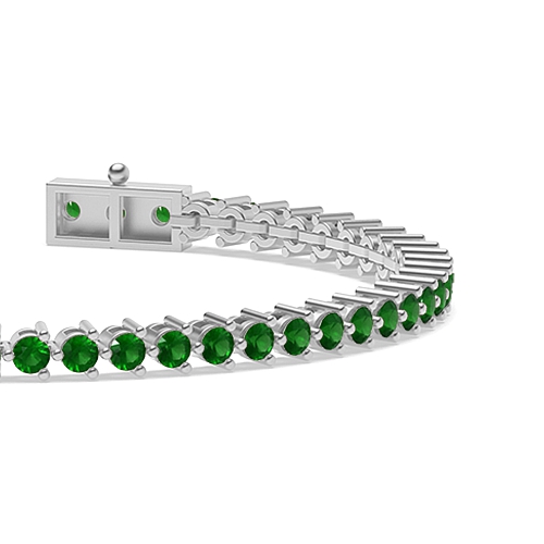 4 Prong Round Tri claw Emerald Tennis Diamond Bracelets